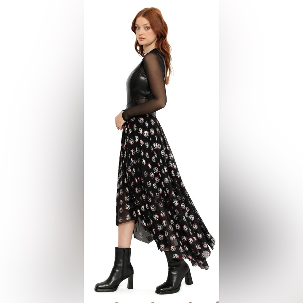Blackmilk Route 666 Santa Claws Handkerchief Maxi Dress High Low Jackskellington - Picture 3 of 10